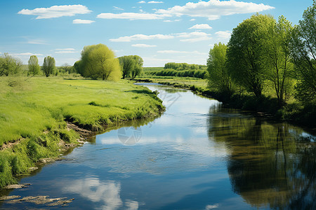 小溪潺潺绿野图片