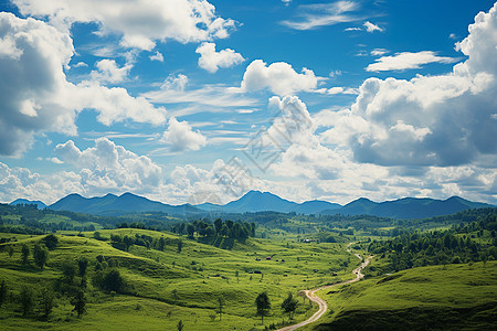 青山绿水云淡风轻背景