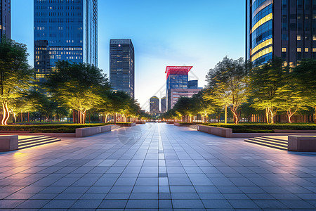 繁华夜景树木夜景高清图片