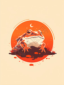 绘画的可爱青蛙插画图片