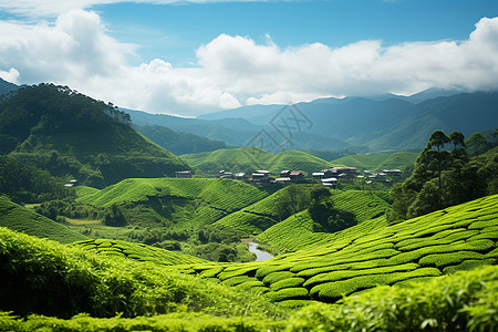 醉美乡村青山绿水间的丰饶之美背景