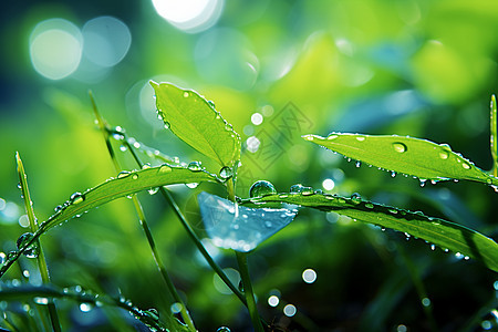 水滴翠绿之美图片