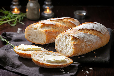新鲜的全麦面包背景图片