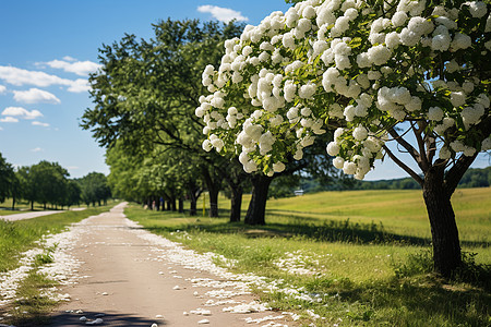 落花和道路图片