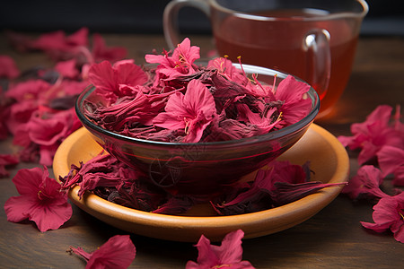 一碗干花和花茶背景图片