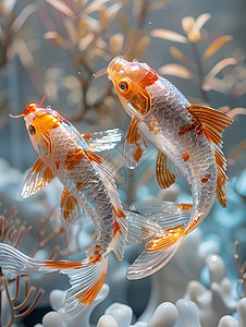 海底游动的金鱼图片