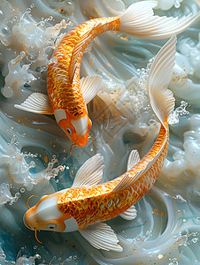 水中嬉戏的金鱼艺术品图片