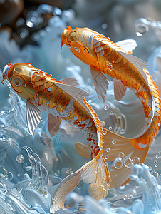琉璃金鱼工艺品图片