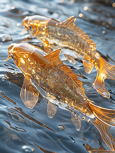 琉璃金鱼艺术品背景图片