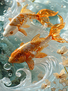 水中可爱的金鱼背景图片