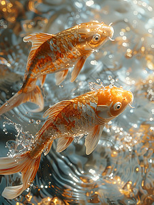 阳光下可爱的金鱼图片
