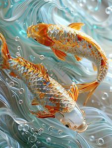 水间的金鱼背景图片