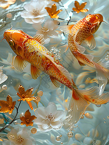水中游动的金鱼图片