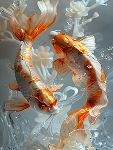 生动的金鱼背景图片