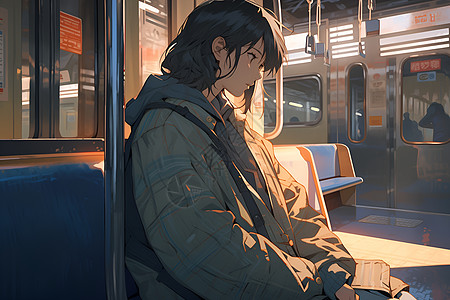 地铁里的一位乘客图片