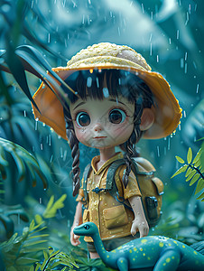 雨中的小女孩图片