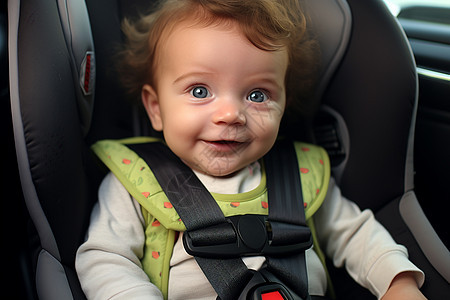快乐的宝宝在安全座椅上图片