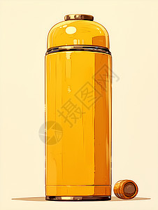 阳光下的黄色瓶子图片