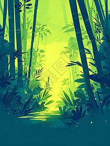 绘画的绿色森林图片