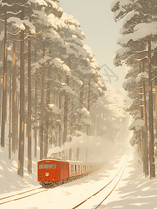 白雪覆盖的森林背景图片