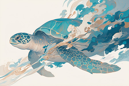 海洋中的游动海龟图片