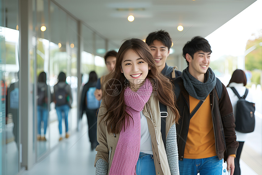 教学楼里的学生图片