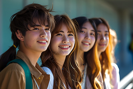 校园里的男孩女孩图片