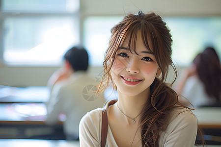 教室里的女学生图片