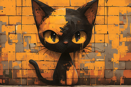黄猫街头涂鸦壁画图片