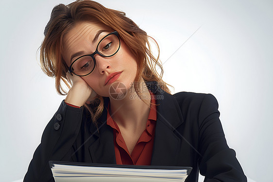 疲惫的职场女性图片