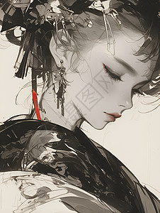 传统水墨画中的女性背景图片
