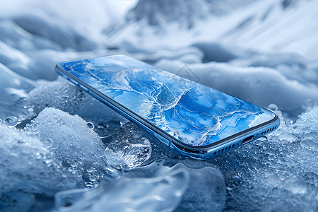 冰中漂浮的手机图片