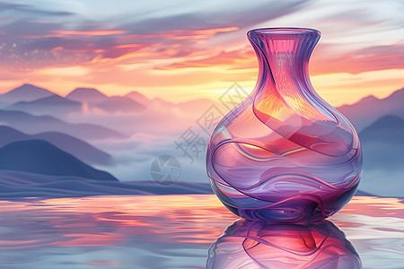 湖畔的玻璃瓶图片