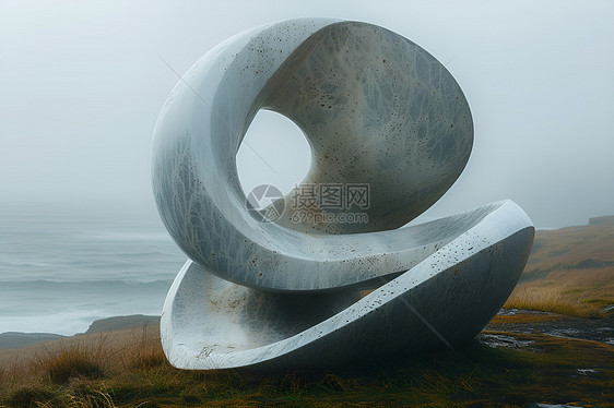 迷雾中的抽象雕塑图片