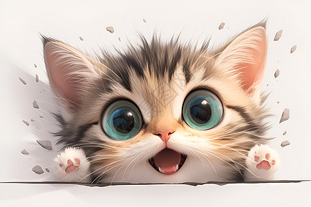 墙角玩乐的可爱小猫图片