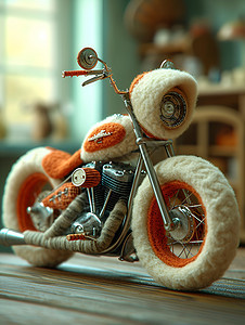 毛绒摩托车背景图片