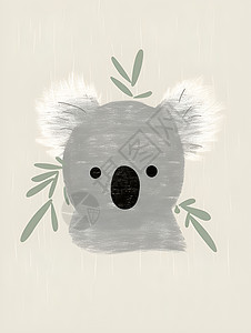 小熊简笔画戴绿叶帽的考拉小熊插画