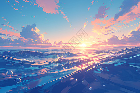 大海日落的风景图片