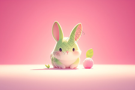 棉花糖绿兔图片