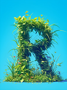 植物描绘的字母背景图片