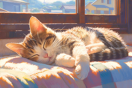 阳光房中的小猫图片