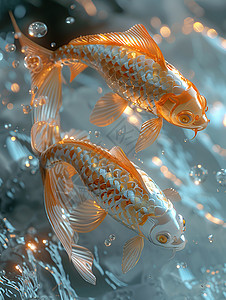 金色鱼儿舞出水面图片