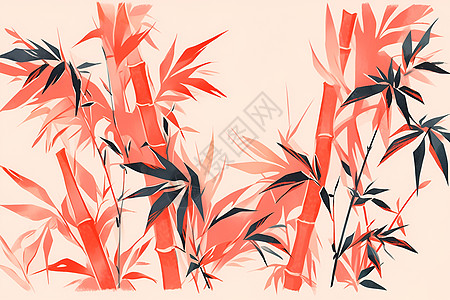红叶竹艺术背景图片