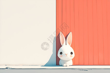 墙边的兔子图片