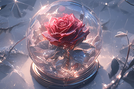 玻璃罩中的玫瑰图片