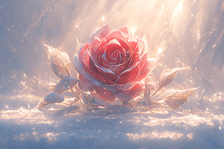 冬日里的红玫瑰图片