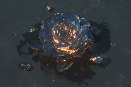 浮在水面的冰玫瑰图片
