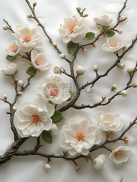 树枝上的白梅花图片