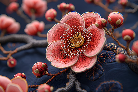 精致的梅花刺绣图片