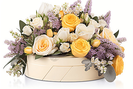 花盒中的鲜花搭配背景图片
